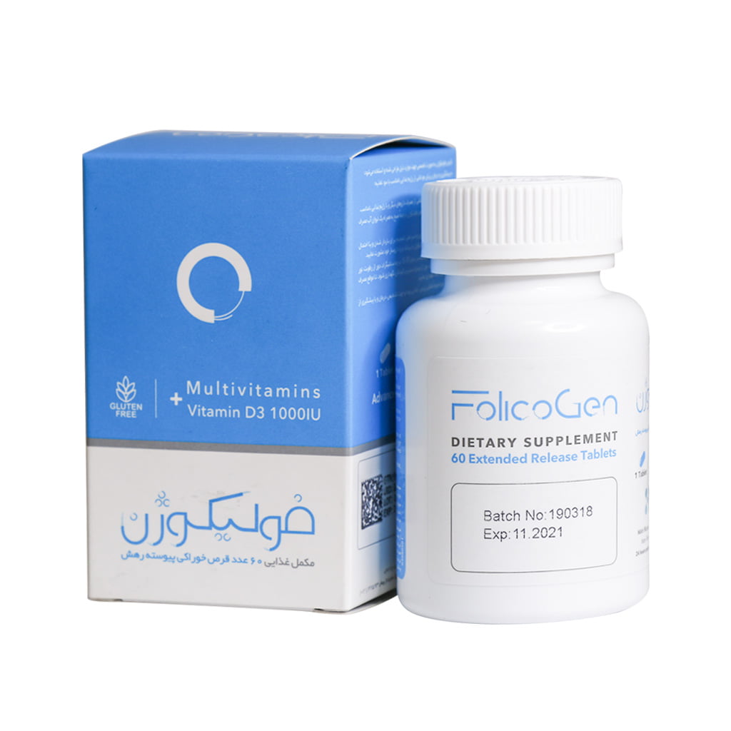 قرص فولیکوژن نانو حیات دارو — مکمل مو با بیوتین، سیستین، روی و ویتامین E برای درمان ریزش مو